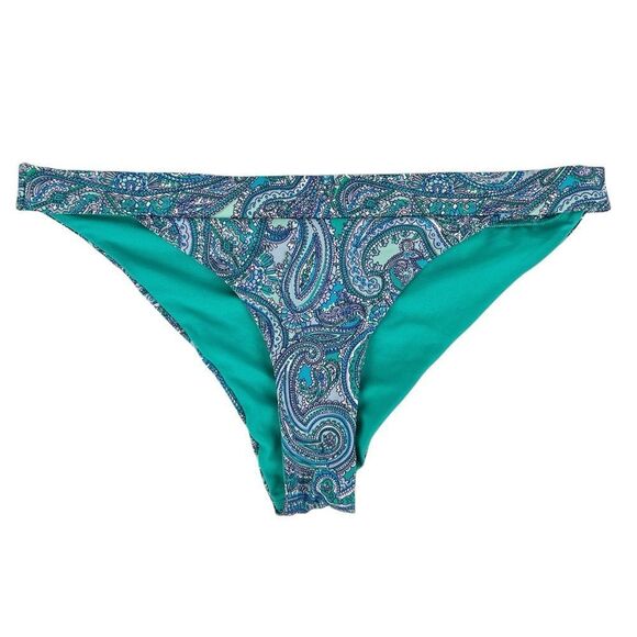 H&M Turquoise Blue Paisley Bikini Bottoms Size 8 - Picture 1 of 3
